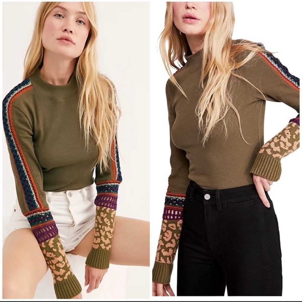 Free People Switch it Up - Thermal Knit sleeves Size S